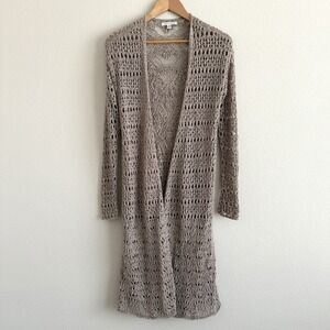American Eagle Open Crotchet Long Duster Cardigan Womens XS Festival Boho Beach